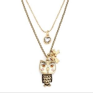 Betsey Johnson Owl Double Row Necklace